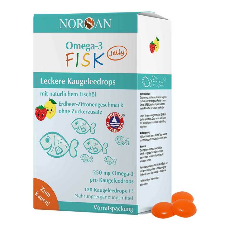 Norsan Omega-3 Fisk Jelly für Kinder Dragees , 120 St