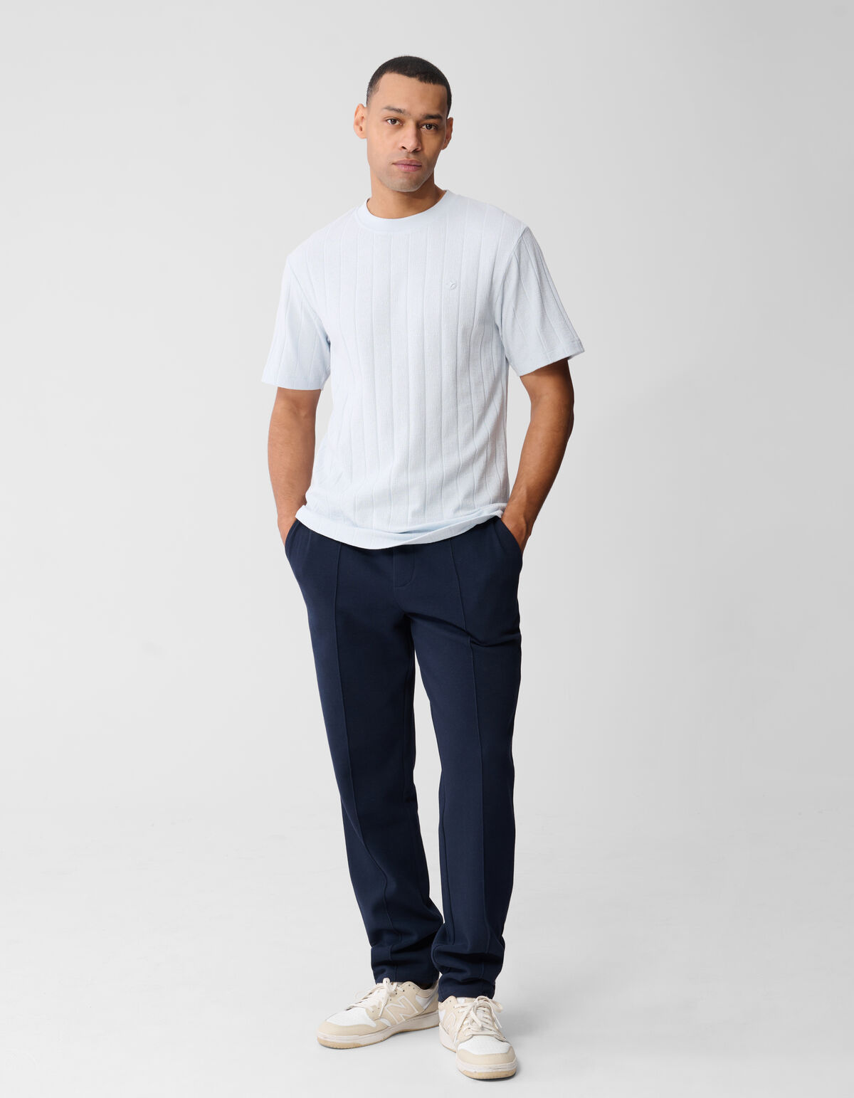 Structuur Stripe Artwork T-shirt Lichtblauw