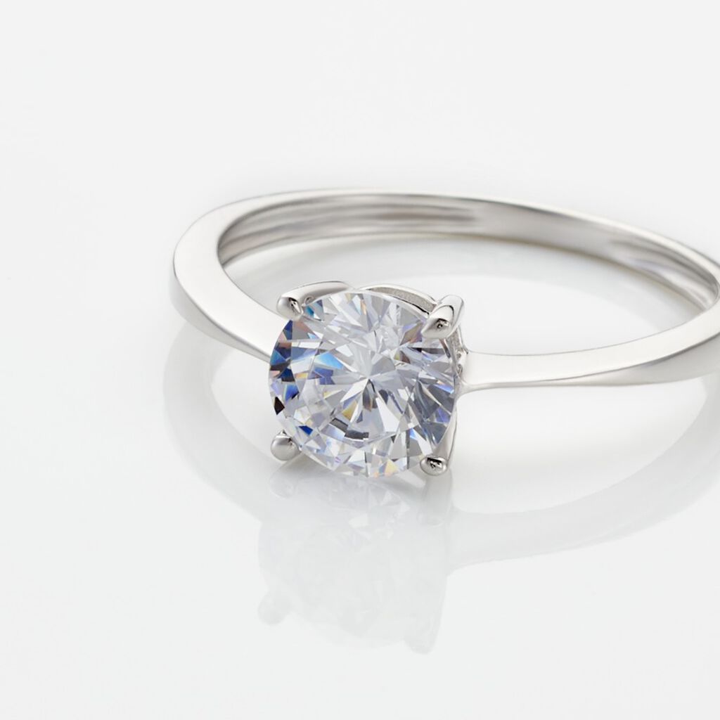 Bague Solitaire Abriel Or Blanc Oxyde De Zirconium