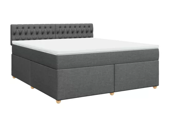 Sommier à lattes de lit avec matelas Gris foncé 180x200cm Tissu