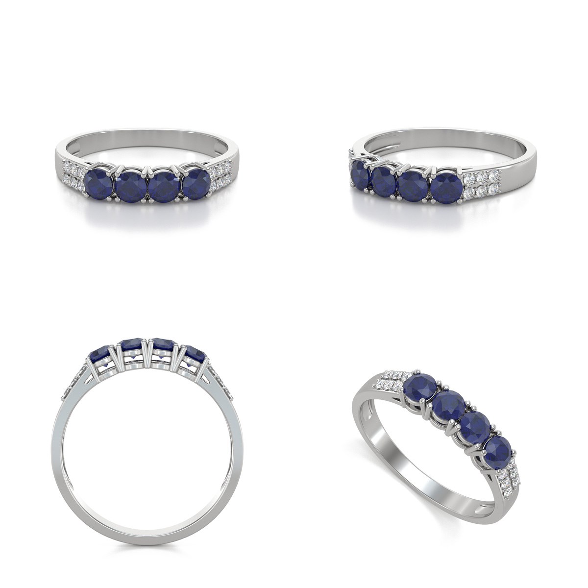 Bague Saphir et diamants sur Argent 925 2.382grs