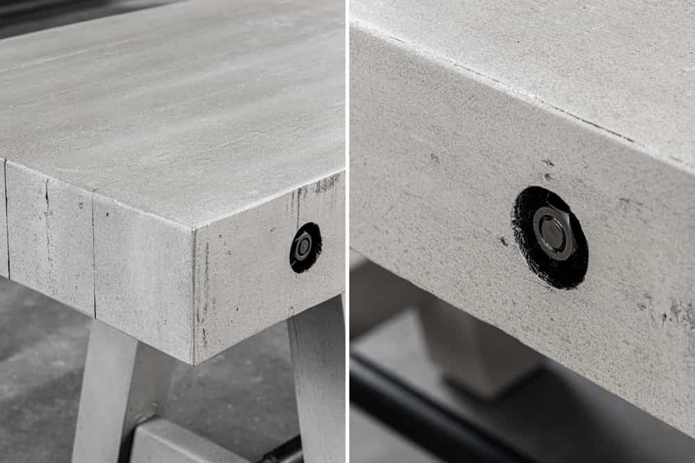 Industrial Sitzbank FINCA 165cm grau Pinie recyceltes Massivholz Eisen