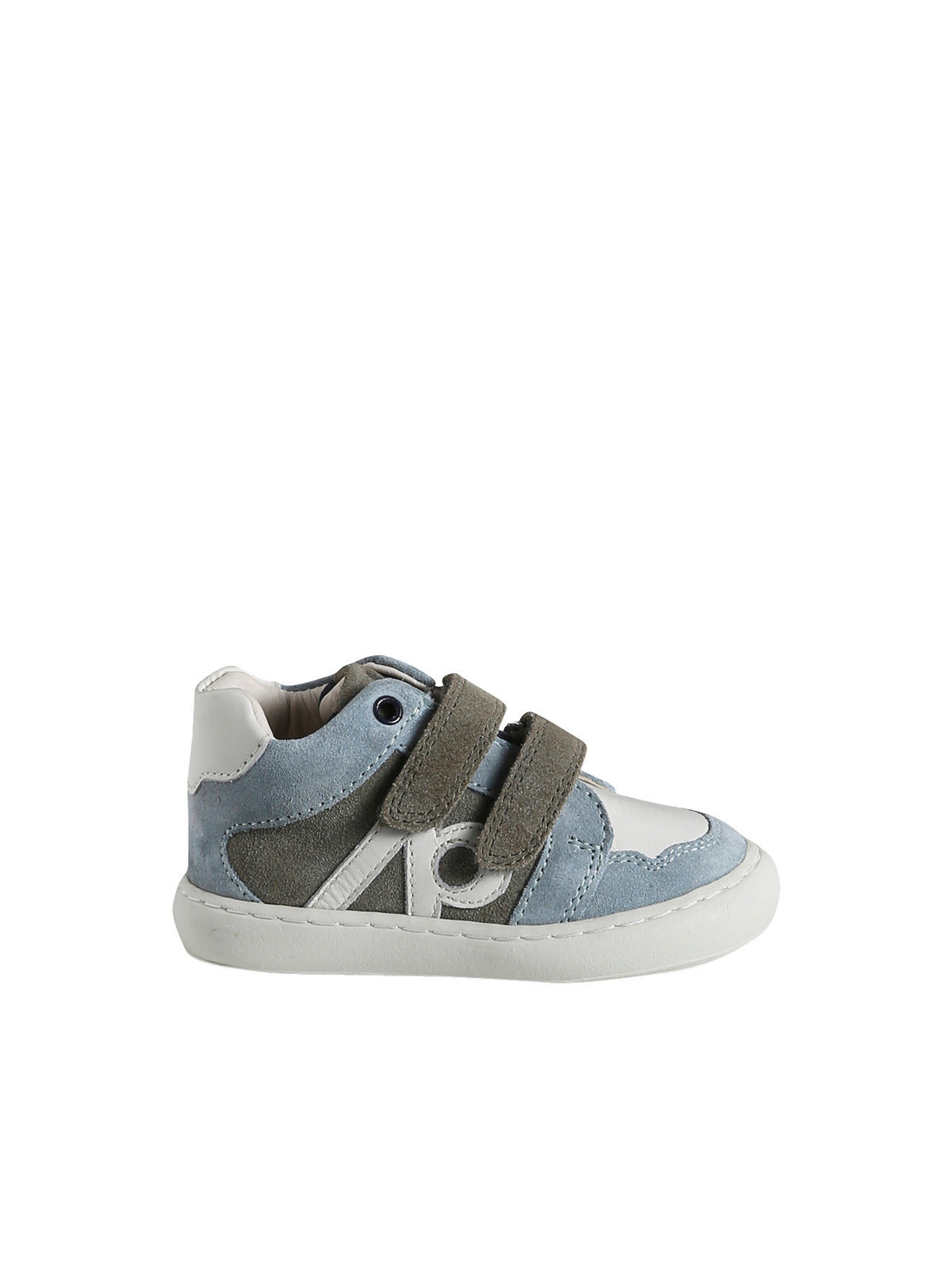 Vertbaudet Kinder Leder Sneakers mit Klettverschluss graublau