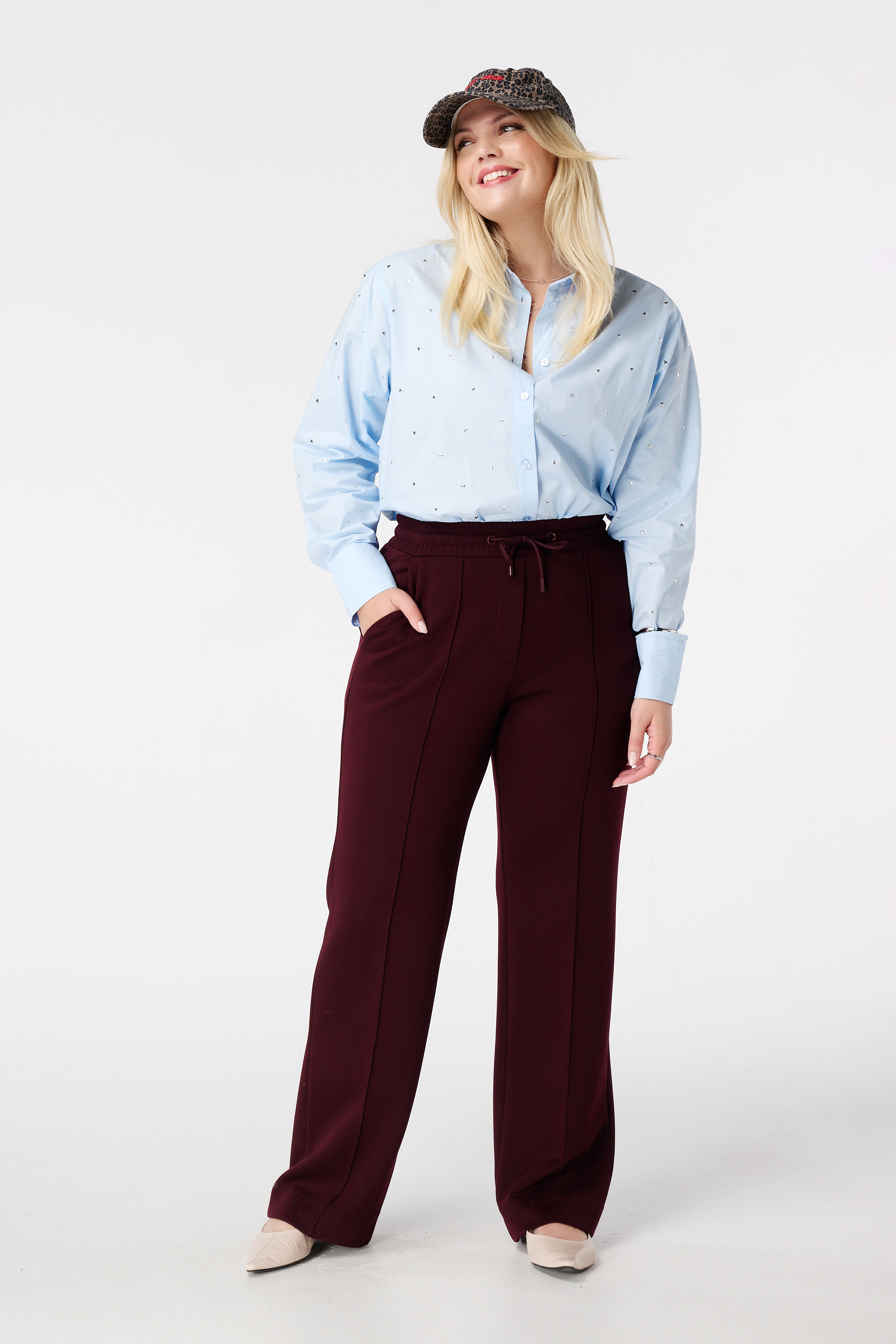 Blouse met studs blauw