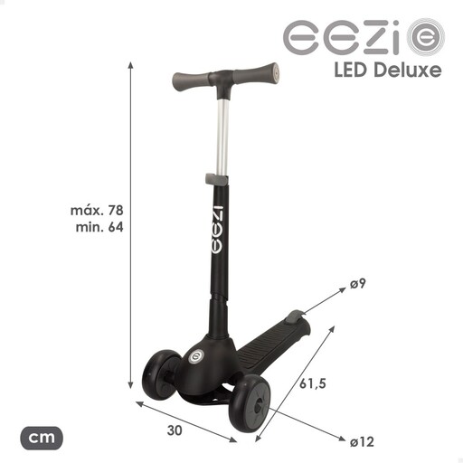 Patinete Eezi de 3 rodas com luzes e guidão dobrável