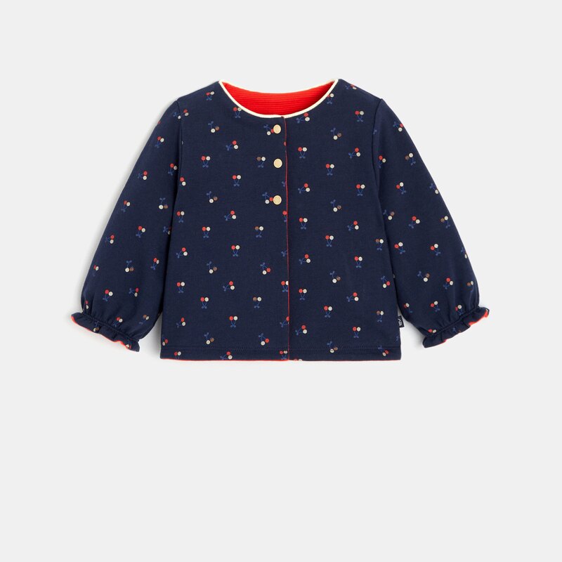 Gilet maille fantaisie réversible bleu bébé fille Bleu