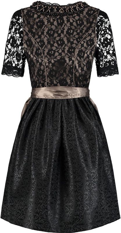 Luxe Dirndl Zwart/Taupe Met Blouse