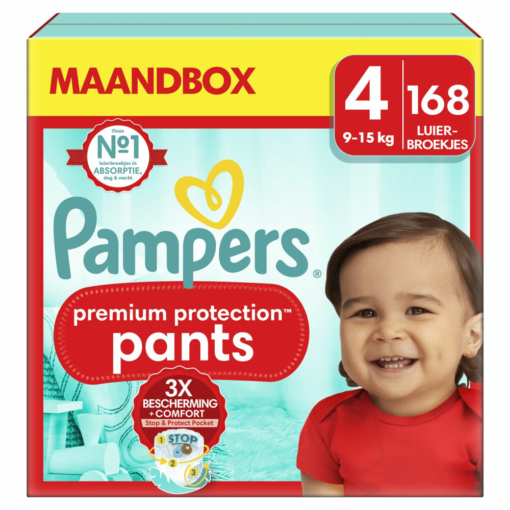 Pampers Premium Protection Luierbroekjes Maat 4 (9-15 kg)168 stuks