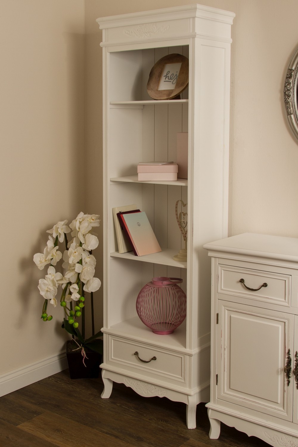 Bücherregal ELEGANCE - weiß antik - 178 cm