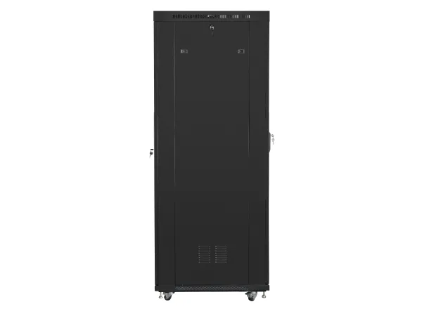 Lanberg FF01 series - Rack kabinet - 800 x 1200, fladpakke, med meshdør, LCD - med 4 køleblæsere, LCD skærm, termostat - fritstående - sort, RAL 9004 - 27U - 19