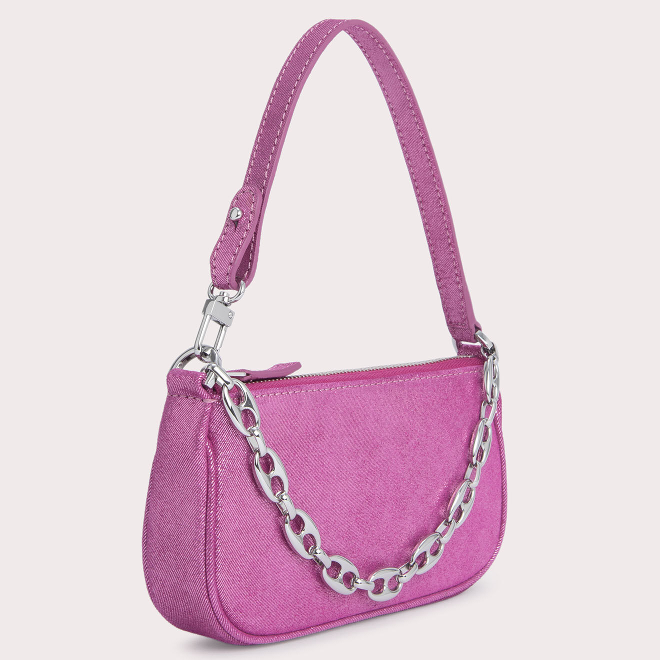 By Far Sac à main en Cuir Mini Rachel fuchsia -  9.5x19x2.5 cm