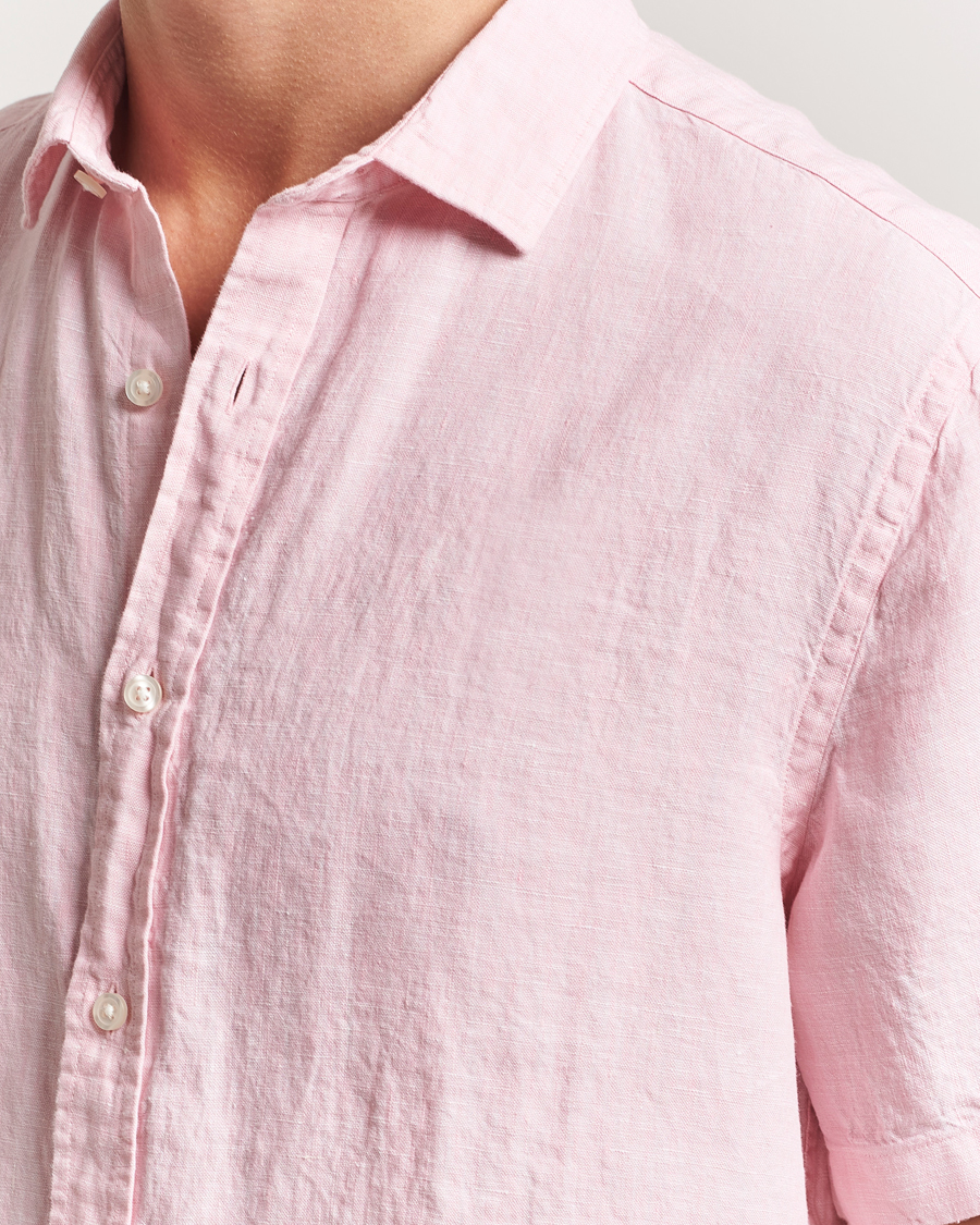 Charles Tyrwhitt Pure Linen Short Sleeve Slim Fit Shirt Pink