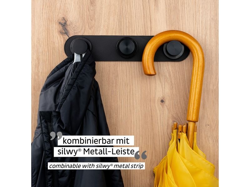 Silwy Magnet-Haken 1 Stück, Schwarz Haftmagnet