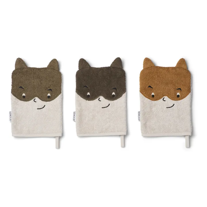 Liewood Gants de toilette Sylvester en coton bio - Set de 3
