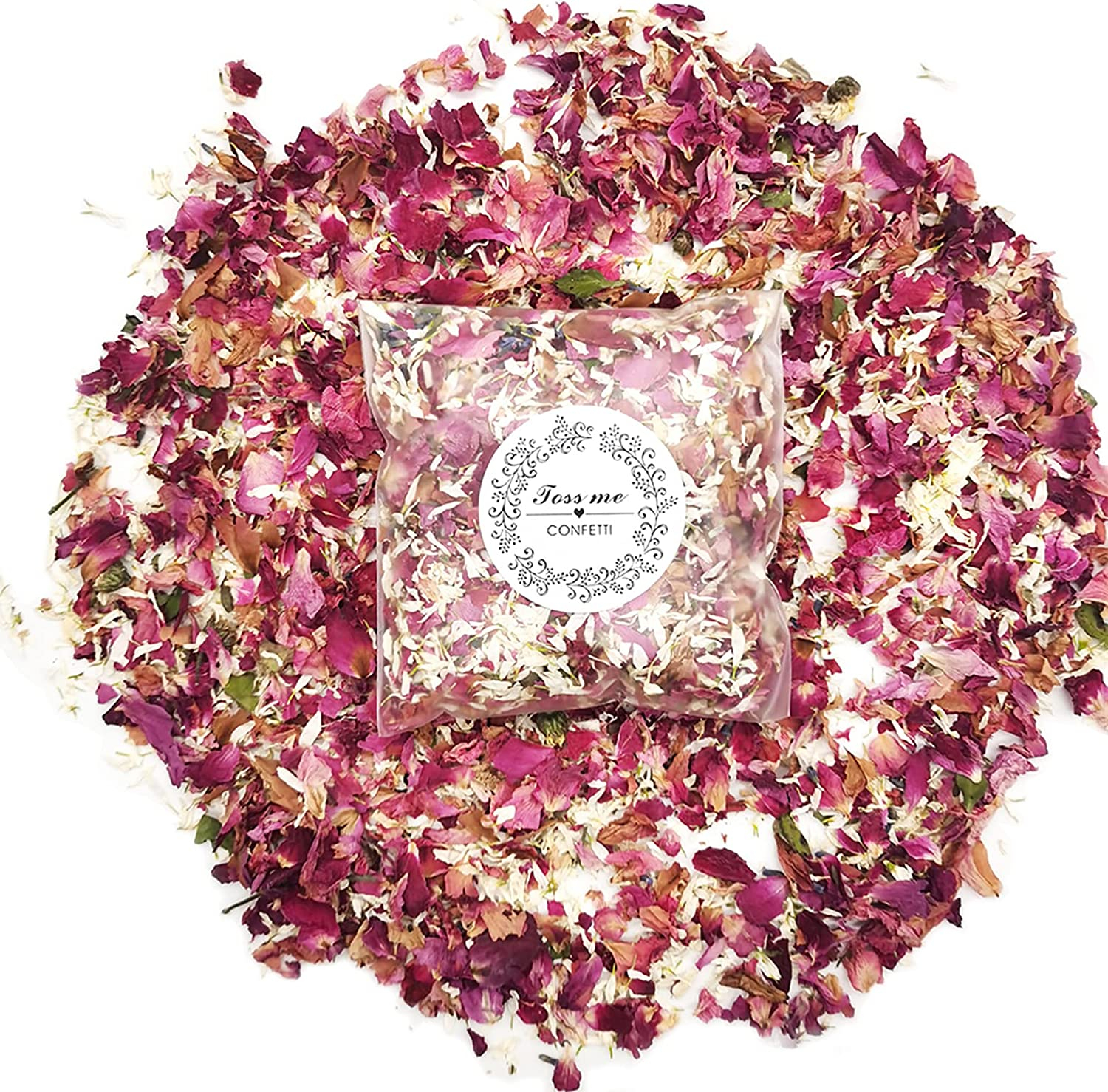 (10g) Hochzeits Konfetti Party Dekoration Getrocknete Blütenblätter Streukonfetti Tischdekoration - Rosa / Weiss