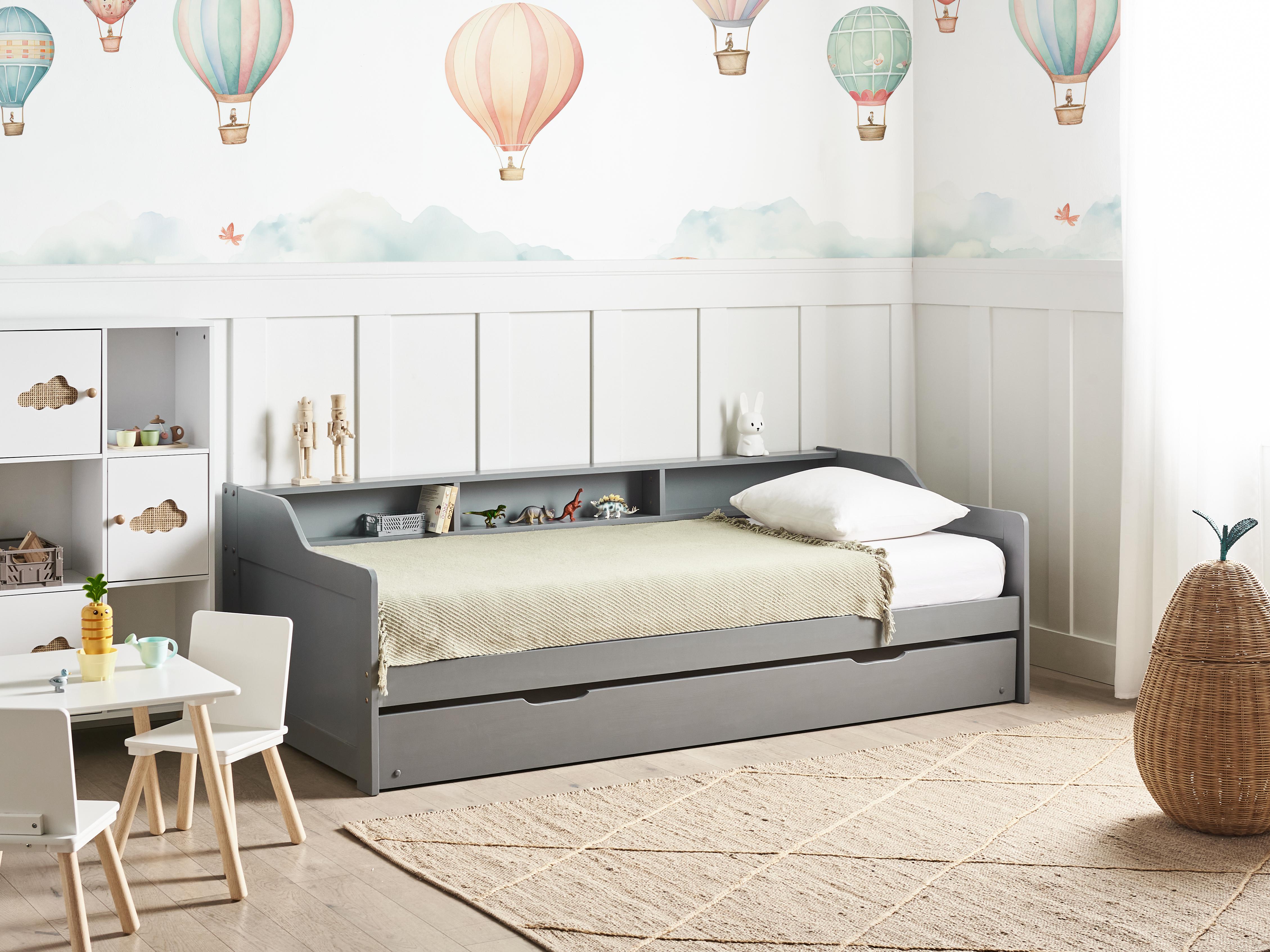 Onderschuifbed Dennenhout EDERN 90 x 200 cm Grijs