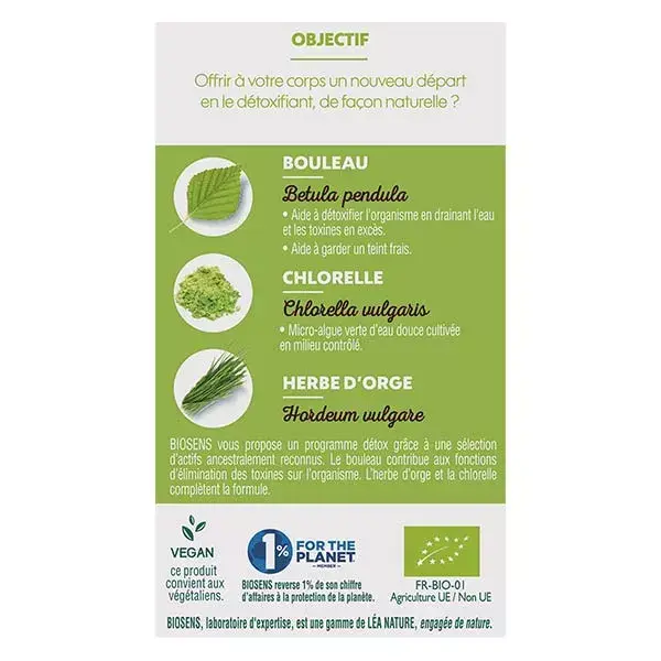 Biosens Organic Detox 45 cápsulas vegetais