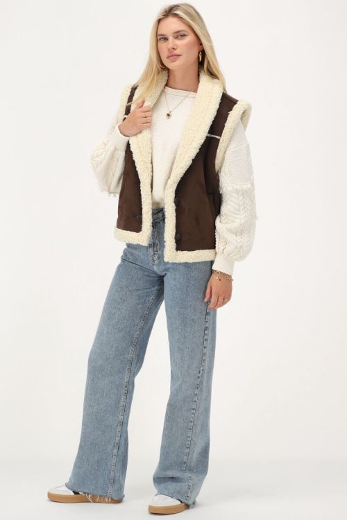 Bruin suède teddy gilet