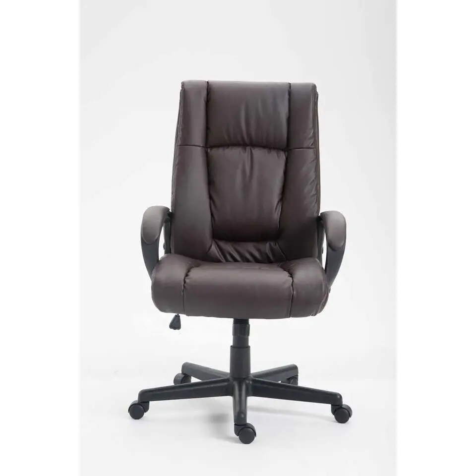 CLP Bureaustoel XL Sparta zwart Frame - Kunstleer - bruin