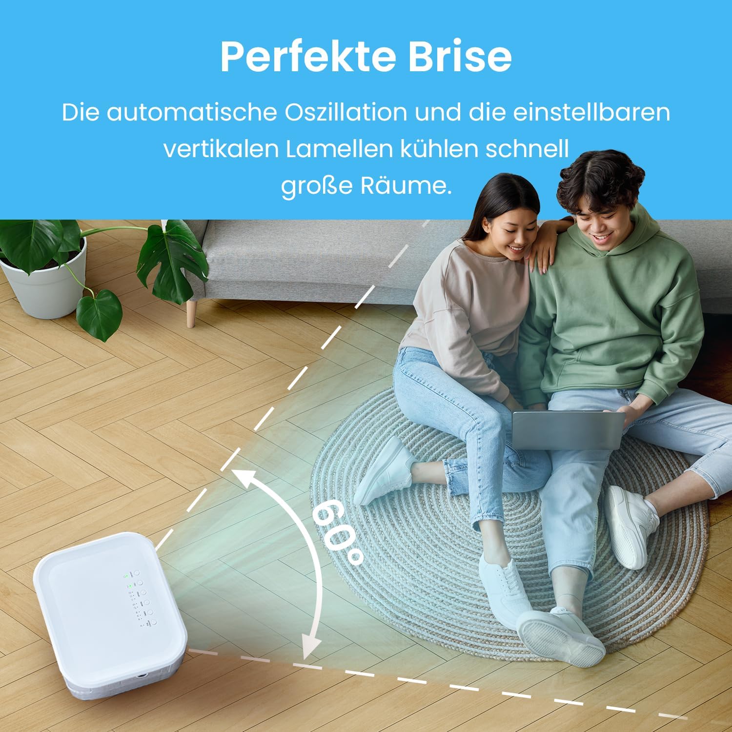 Pro Breeze 10L Mobiler Luftkühler, 4in1 mit 3 Stufen, LED Anzeige und Fernbedienung, Mobiles Klimagerät ohne Abluftschlauch für Luftkühlung, Ventilation, Befeuchtung, inkl. Timer & Oszillation, Weiß