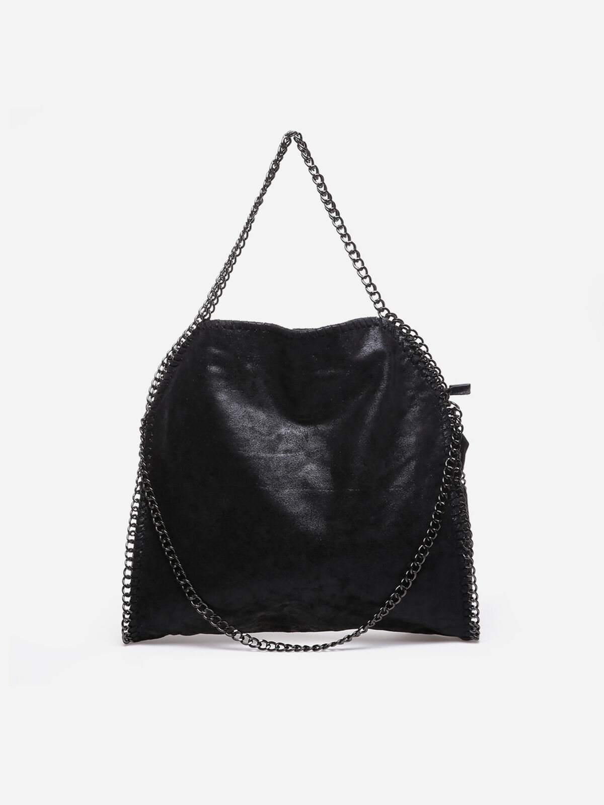 Sac cabas noir contour et anses en chaîne Noir- Noir