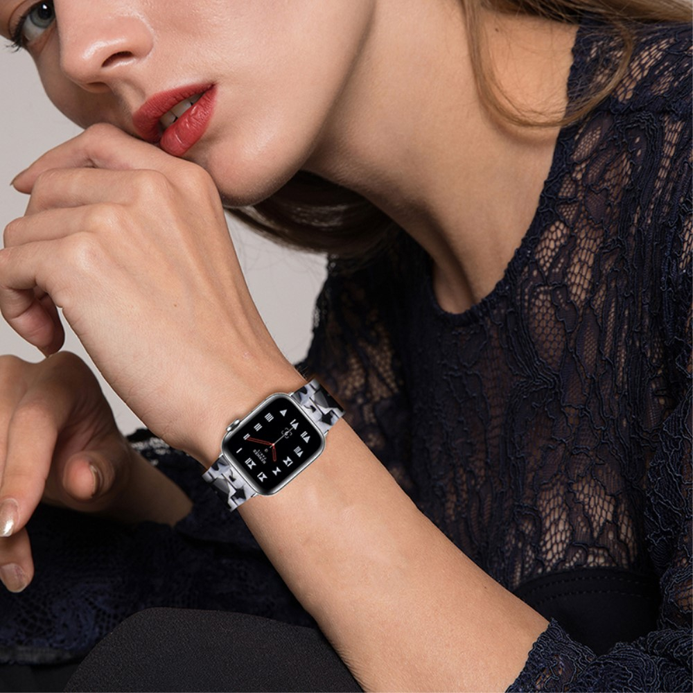 Apple Watch (42/41/40/38 mm) Resin Armband mit Faltschliesse - Schwarz / Weiss