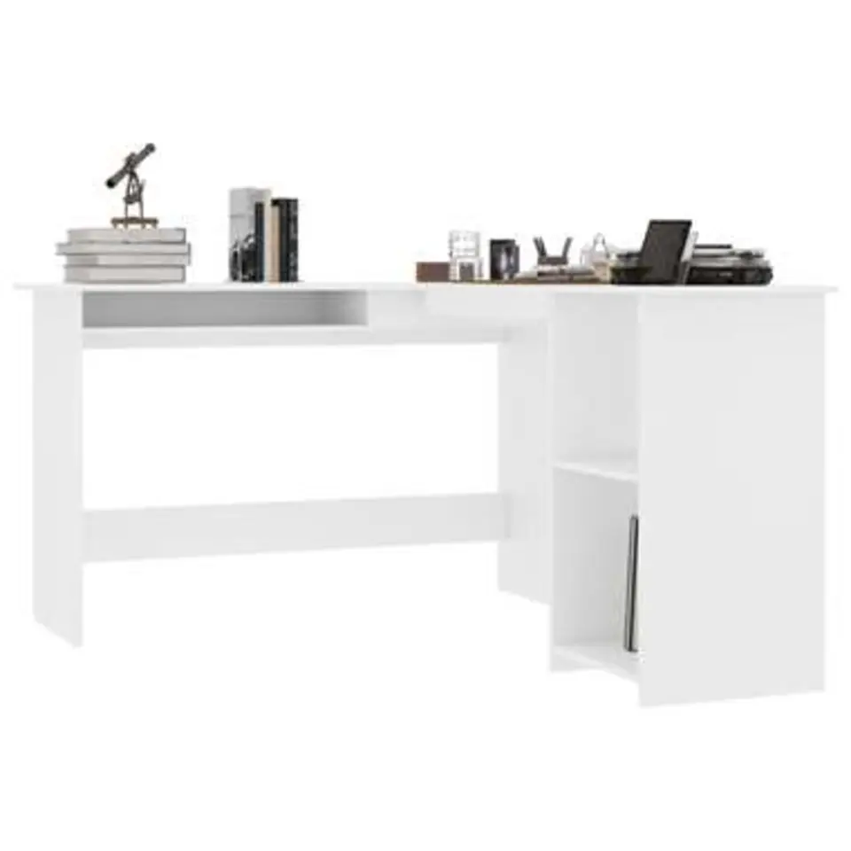 vidaXL - Hoekbureau - Wit - Bewerkt hout
