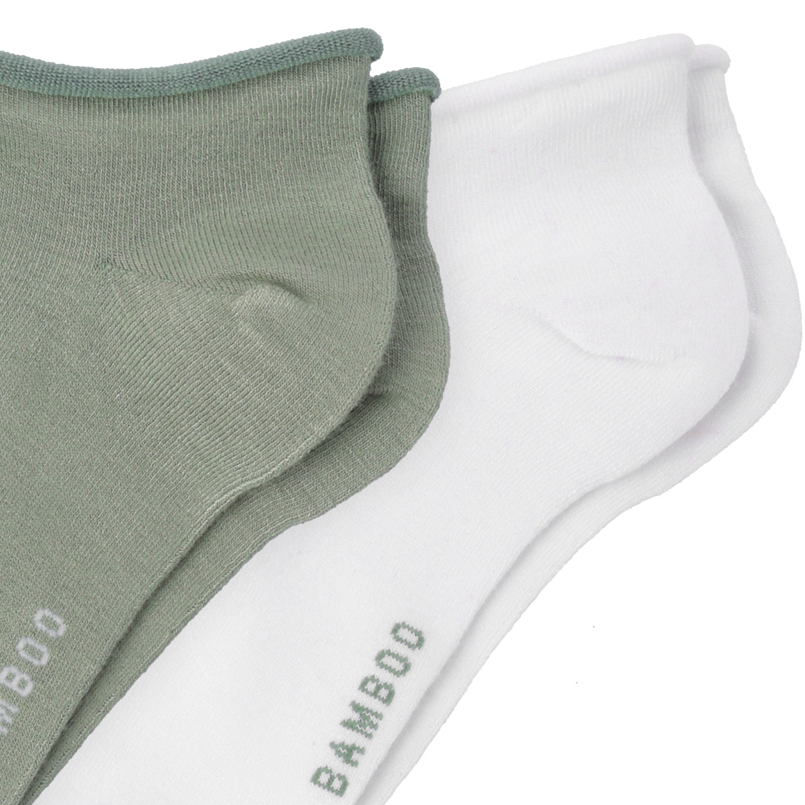 Gina Benotti 2 Paar Damen Sneaker-Socken im Set dunkelgrün / weiss