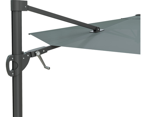 Soluna zweefparasol, model Beaujeu, Ø 300 cm, H 248 cm, rond, donkergrijs