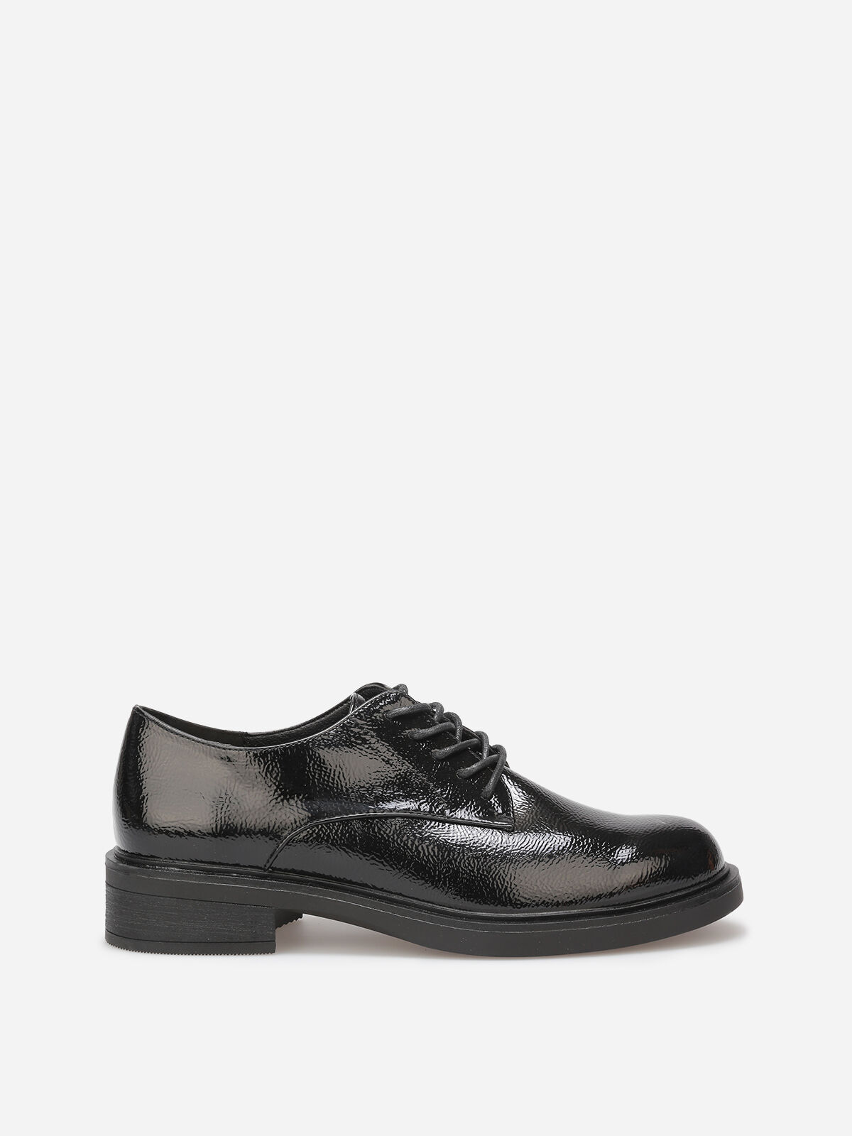 Derbies vernis et texturés à lacets- Noir