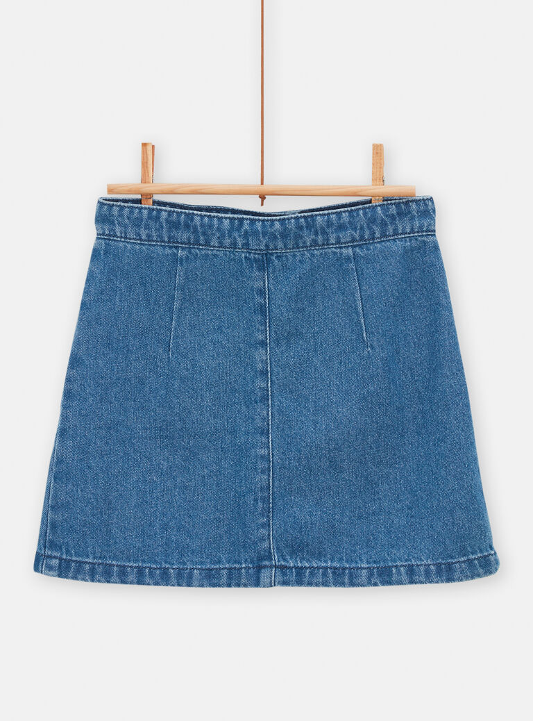Jupe en jean broderie fleurie pour fille