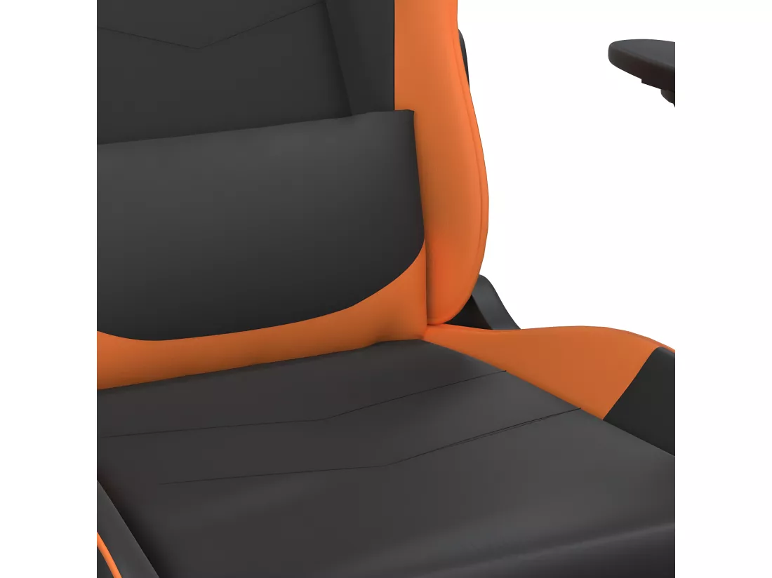 Chaise de jeu avec repose-pied Noir et orange Similicuir
