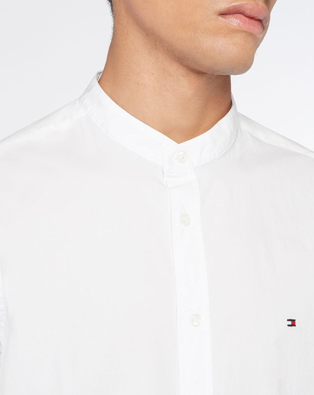 Tommy Hilfiger Chemise Slim Stretch Mandarin blanche