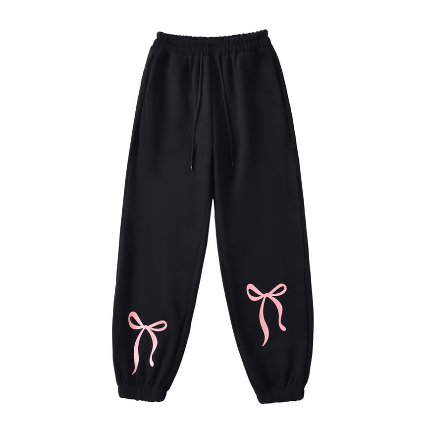 Osion - Hoge taille strikprint rechte wijde joggingbroek