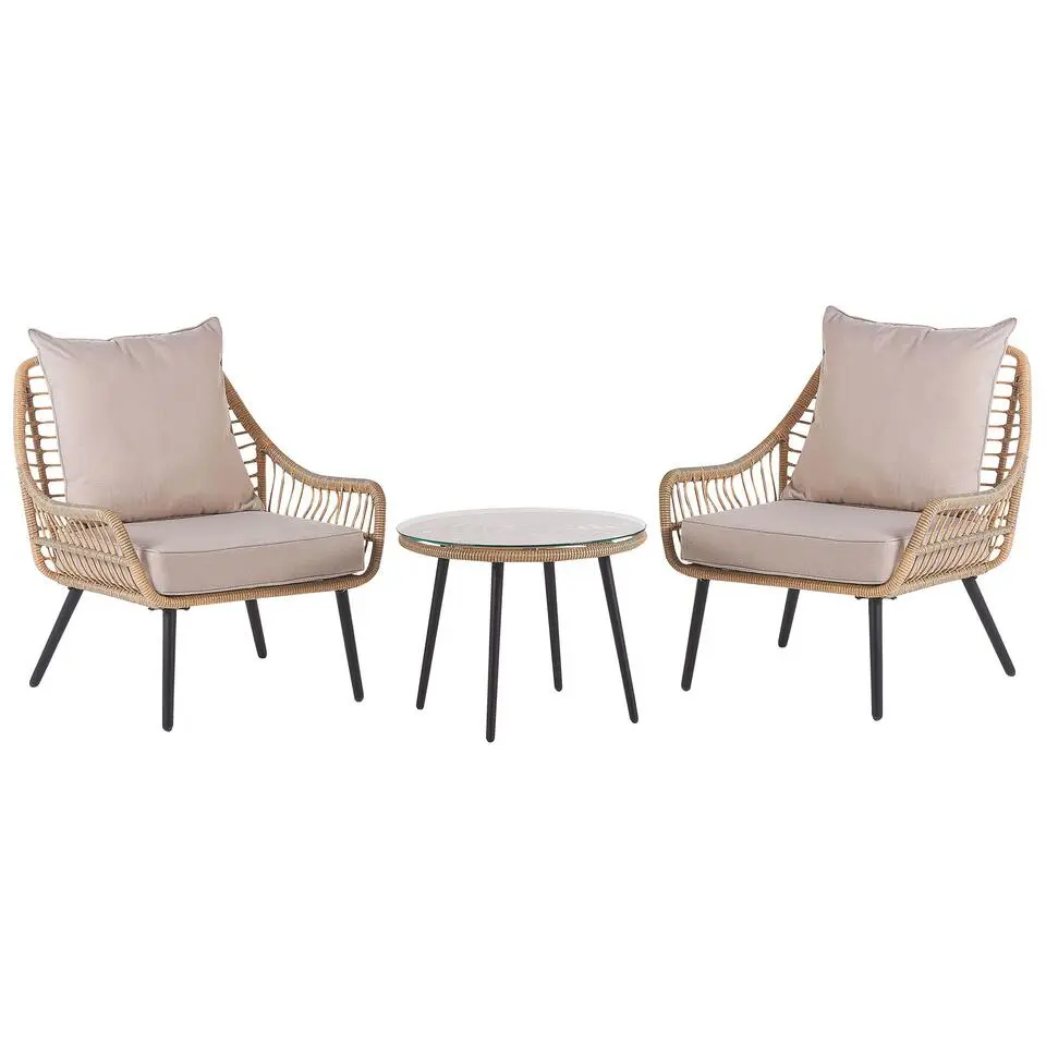 LAURETO - Bistroset voor 2 - Natuurlijk - PE rotan