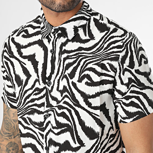Chemise Manches Courtes Blanc Noir