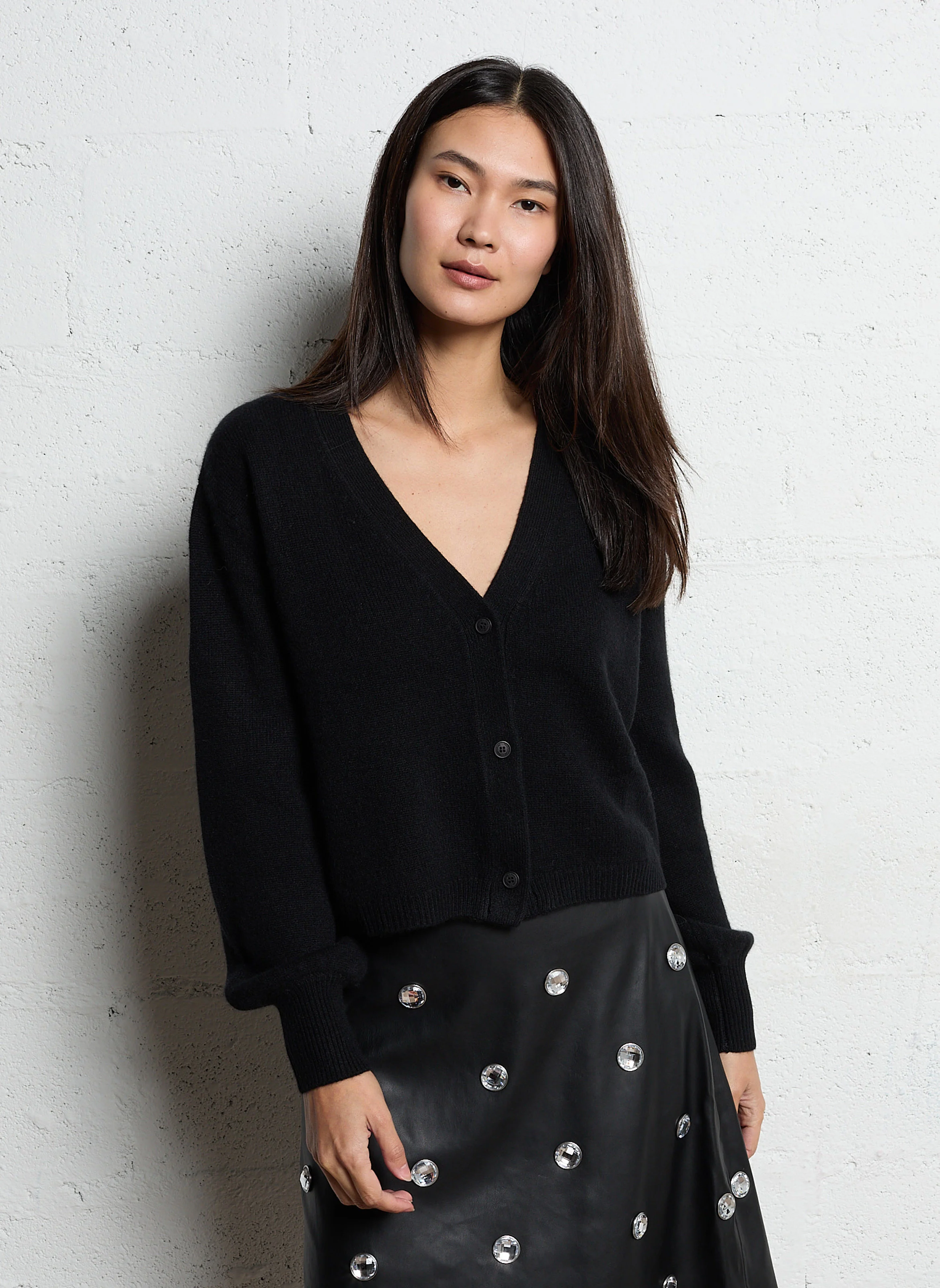 Cardigan boutonnée en cachemire| Noir