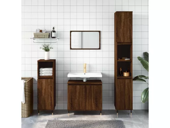 Ensemble de meubles de salle de bain 3 pcs Chêne marron