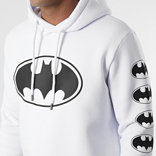 Sweat Capuche BW Front And Sleeve Blanc Noir