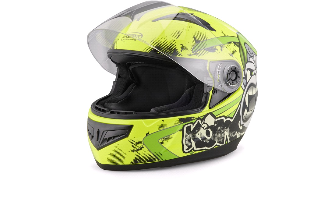 Børnehjelm NEX Racing Kids Kong gul/sort/grøn str. L (53-54cm)