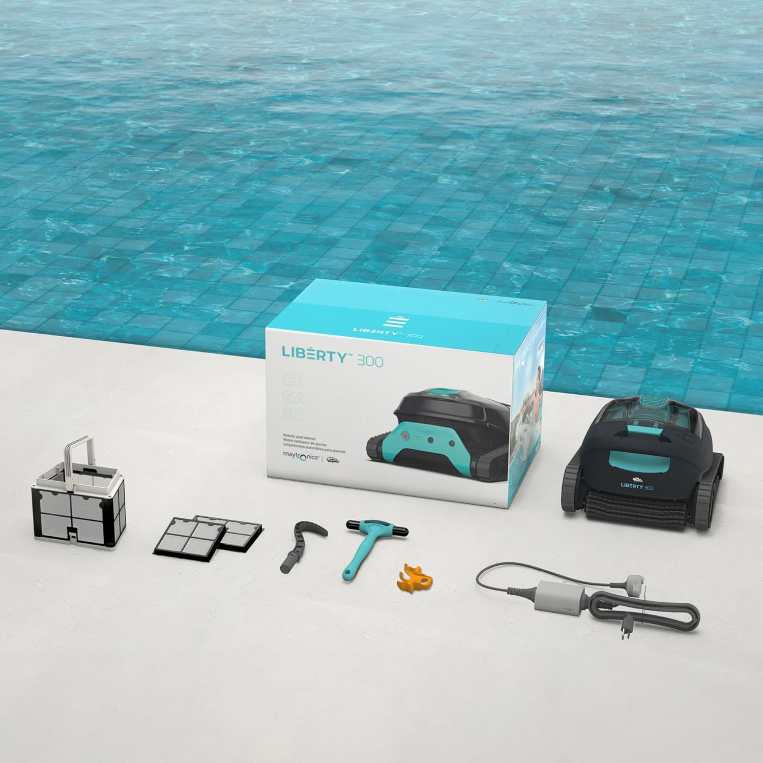 Dolphin Liberty 300 Robot Nettoyeur électrique sans Fil pour Piscine Hors-Sol Jusqu’à 10 m - Nettoyage des parois - Économie d'énergie