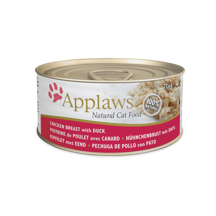 70 g Applaws Pollo e Pato em calda lata para gatos