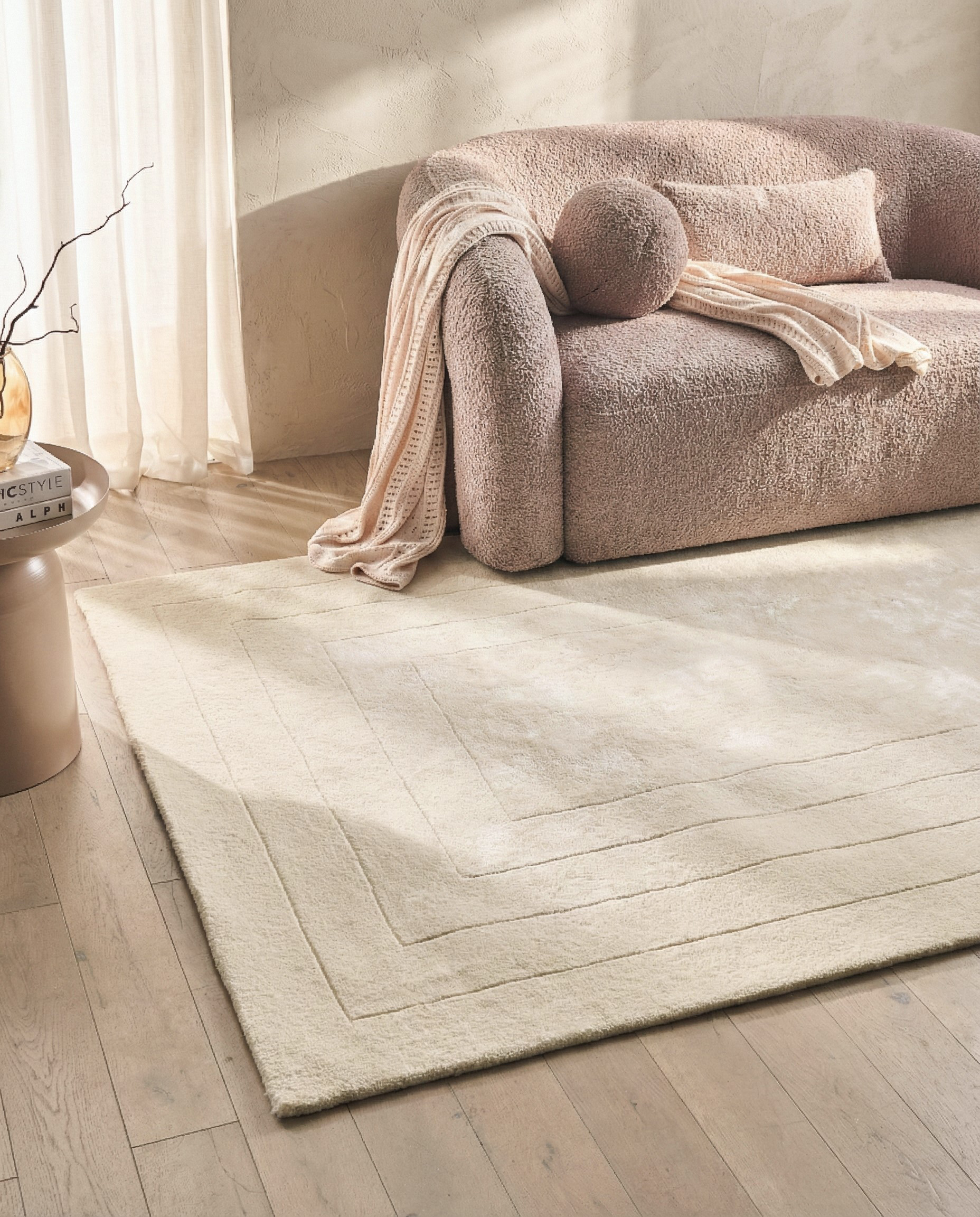 Vloerkleed AMADO Lichtbeige 160 x 230 cm Viscose