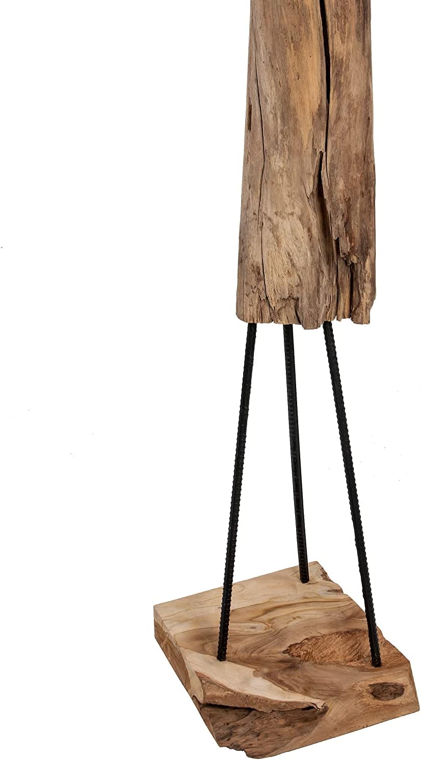 SAM Garderobe Zalacca aus Teakholz, naturbelassen, Garderobenständer aus massivem Wurzelholz, Kleiderständer mit Metallstangengestell, 37 x 32 x 185 cm