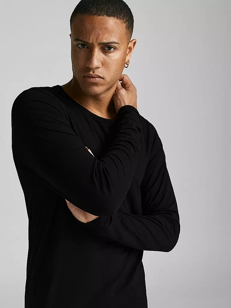JACK & JONES Basic Langarmshirt schwarz
