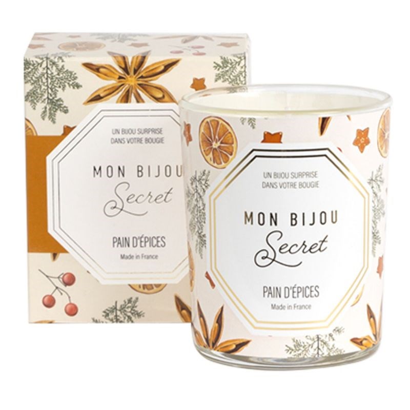 Bougie Bijou Collier doré - Parfum Pain d'épices - 40h