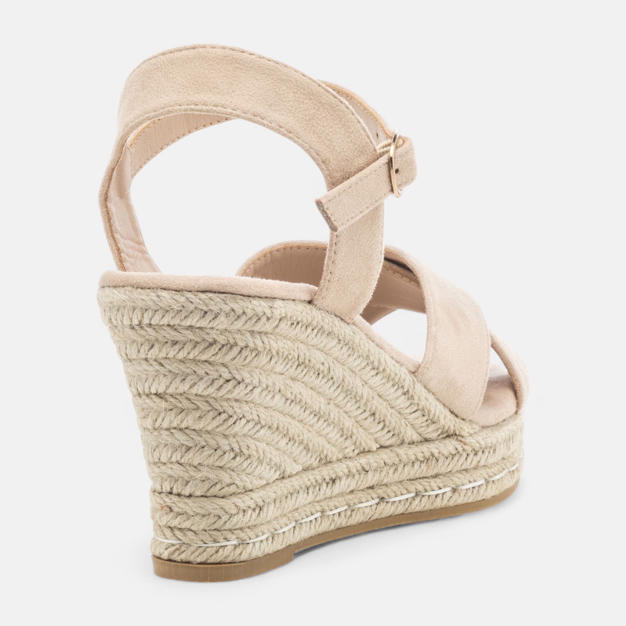 Espadrilles à talon compensé Femme beige