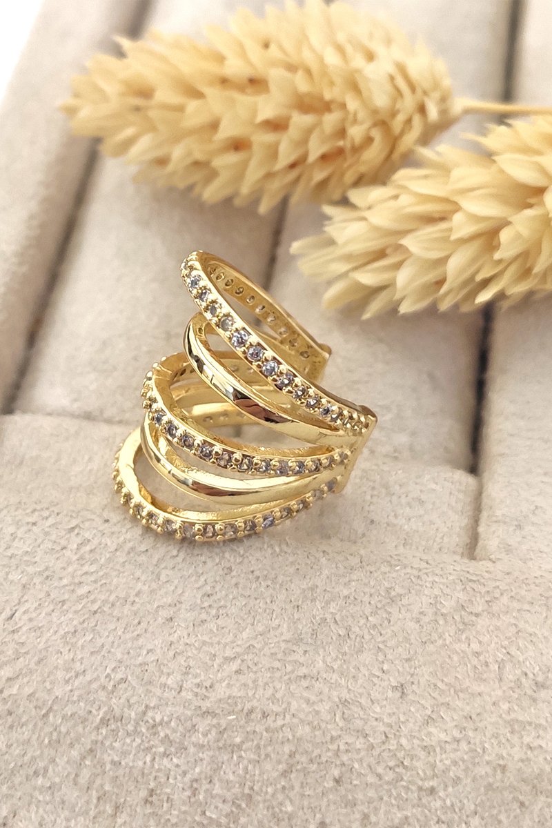 Earcuff doré à l'or fin - Zircons