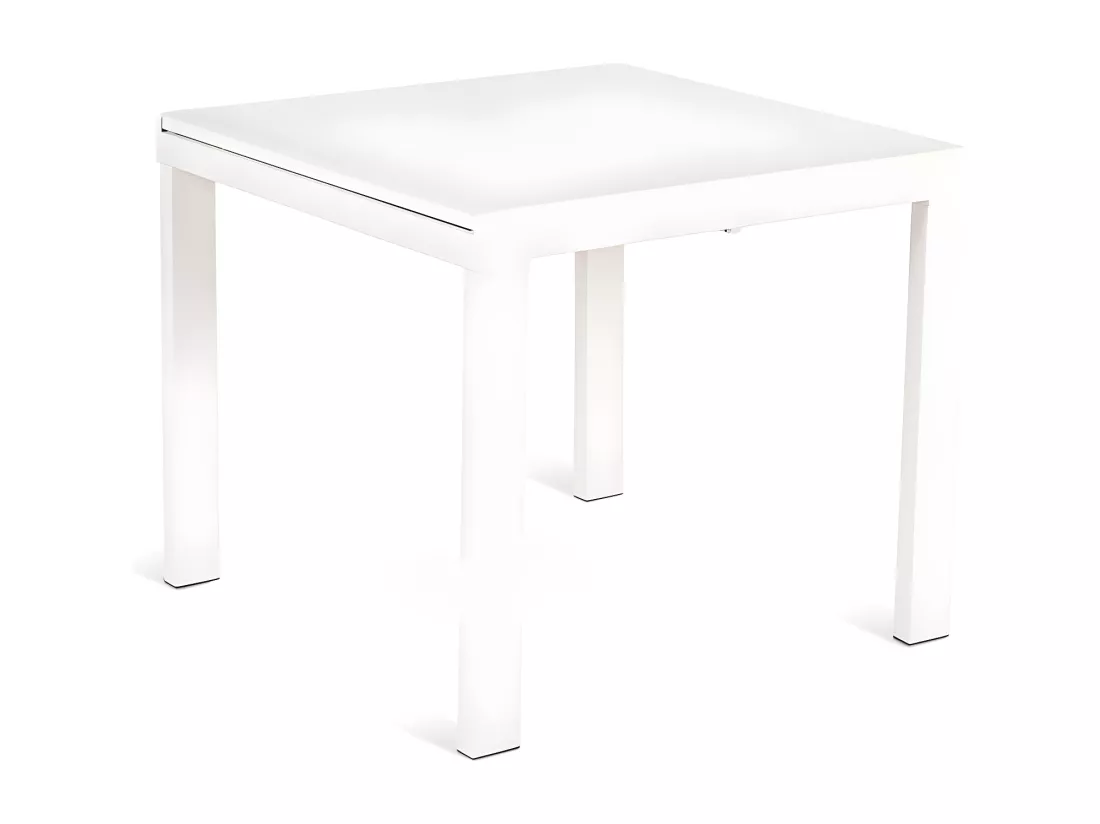 Banner Table Extensible (90/163,5 x 90 cm) en Verre Trempé Blanc