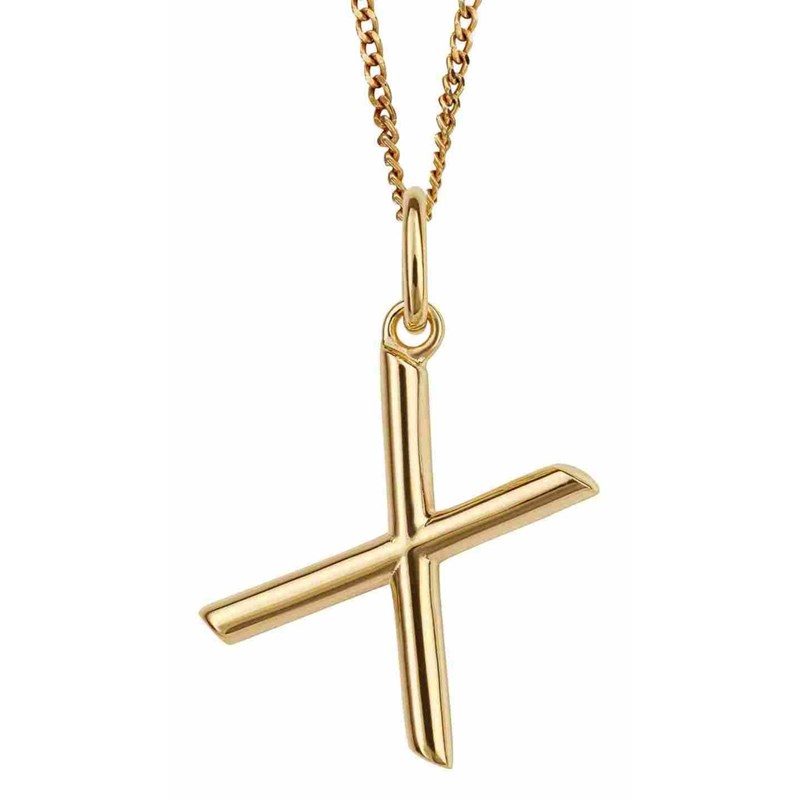 Collier lettre X plaqué or en argent 925/1000